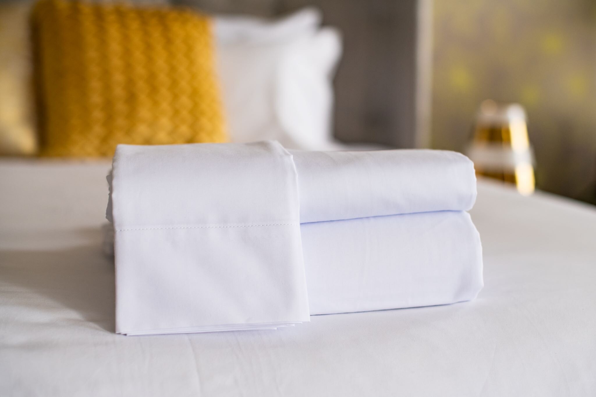 Crisp white hotel linen